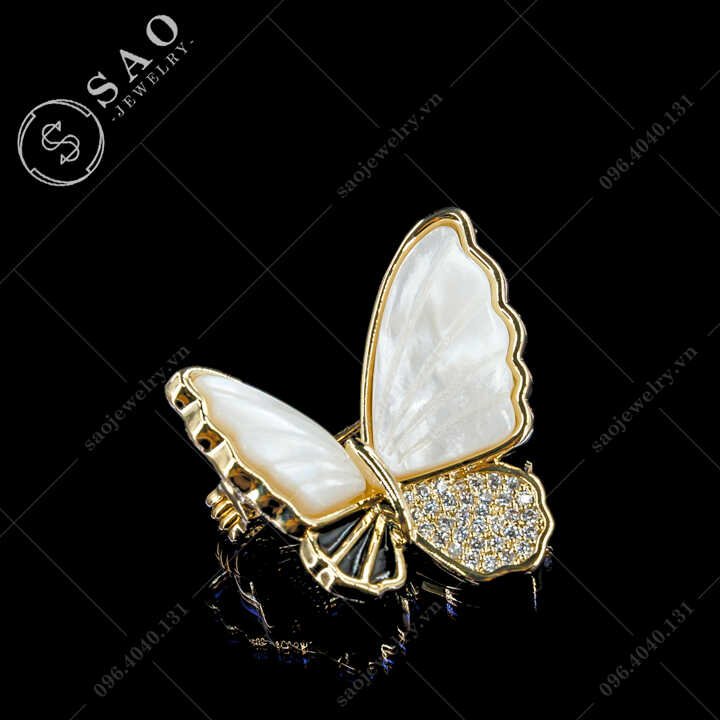 Cài áo nữ bướm phối vỏ sò thanh lịch SAO - C7131