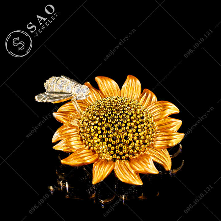 Hoa cài áo hướng dương ong vàng hàn quốc C747