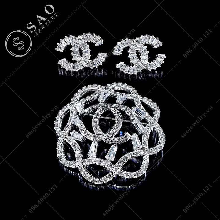 Bộ trang sức Chanel đính đá cao cấp Sao Jewelry